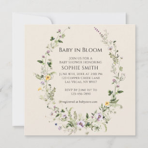 Invitation Petite petite violette et jaune dans le Baby showe