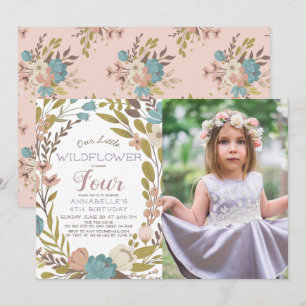 Invitation Petite photo Fleur sauvage Anniversaire