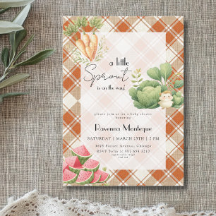 Invitation Petite pousse Baby Shower Violet Gingham