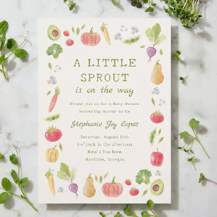 Invitation Petite pousse en route Fête de bébé légumes