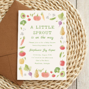 Invitation Petite pousse en route Fête de bébé légumes
