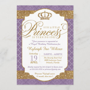 Invitation Petite princesse anniversaire de pourpre royal et
