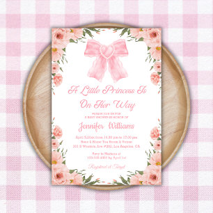 Invitation petite princesse, arc rose baby shower floral
