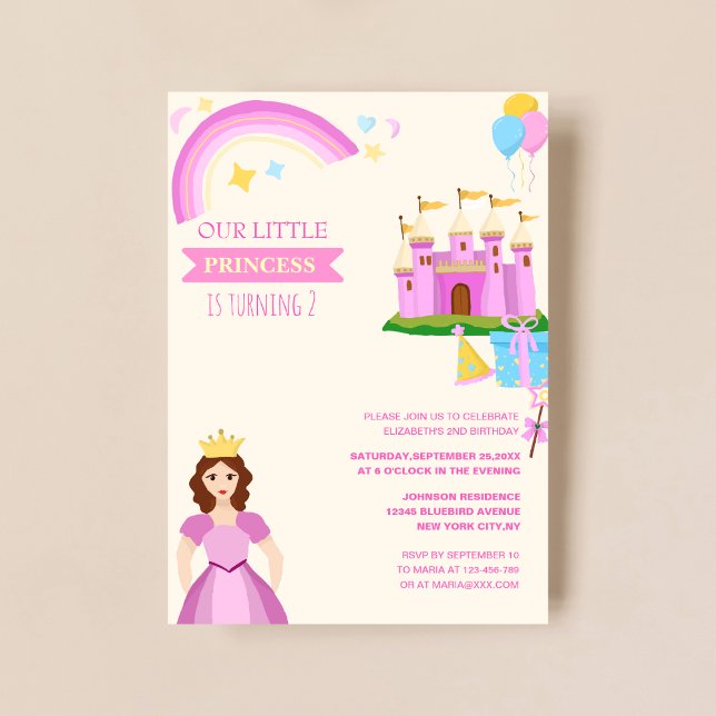 Invitation petite princesse avec château joli anniversaire en (Créateur téléchargé)