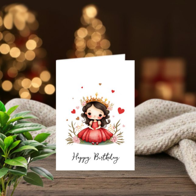 Invitation Petite princesse avec une robe rouge (Créateur téléchargé)