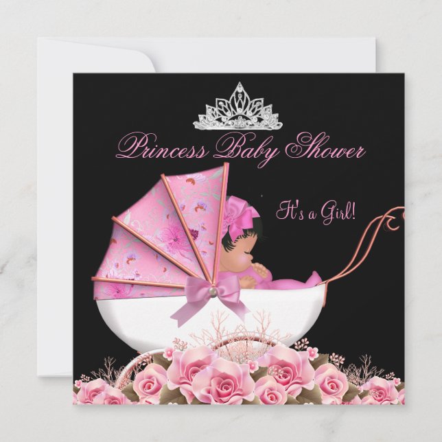Invitation Petite Princesse Baby Shower Bébé Fille Rose 3a (Devant)