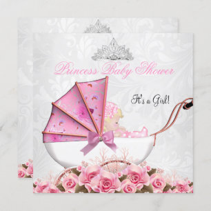 Invitation Petite princesse Baby shower bébé fille rose rose 