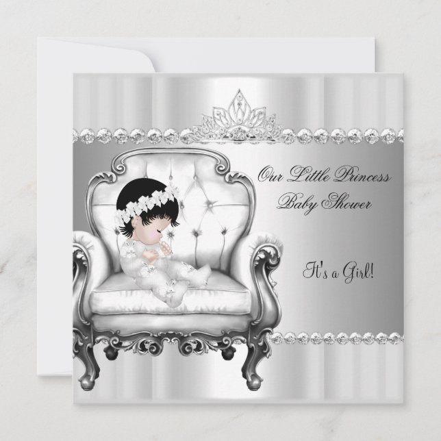 Invitation Petite Princesse Baby Shower Fille Bébé sur Chaise (Devant)