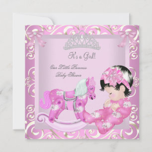 Invitation Petite Princesse Baby Shower Fille Cheval à Bascul