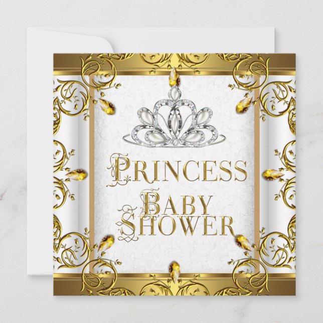 Invitation Petite Princesse Baby Shower Fille Couronne Dorée  (Devant)