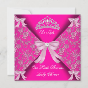 Invitation Petite princesse Baby shower fille Hot rose 3
