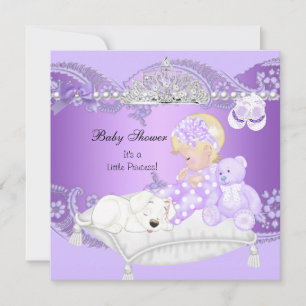 Invitation Petite Princesse Baby Shower Fille Lavande Violet