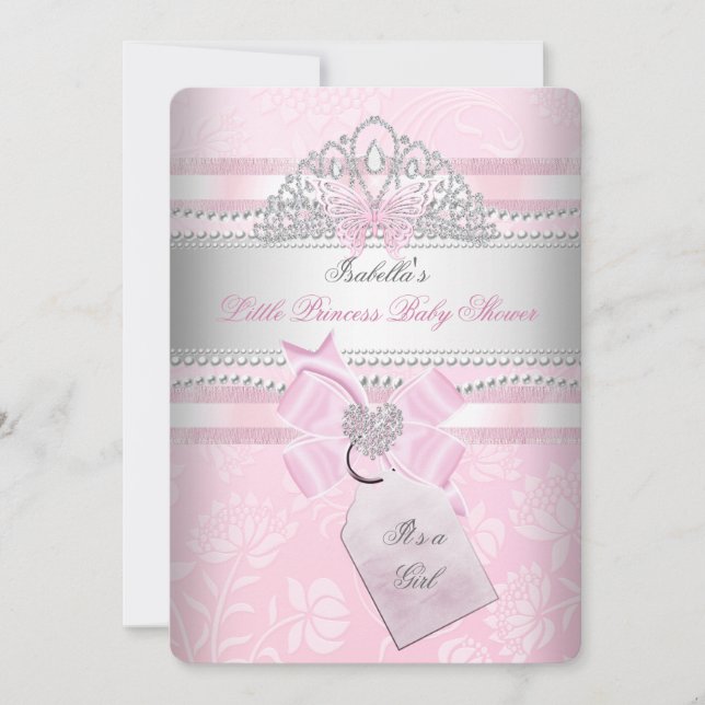 Invitation Petite Princesse Baby Shower Fille Papillon (Devant)