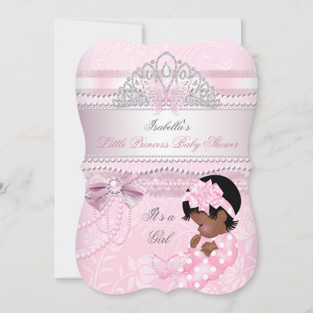 Invitation Petite princesse Baby shower fille papillon AA (Devant)