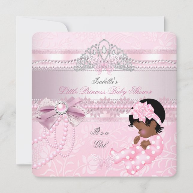 Invitation Petite princesse Baby shower fille papillon AA (Devant)