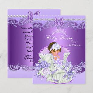 Invitation Petite princesse Baby shower fille pourpre Tiara V