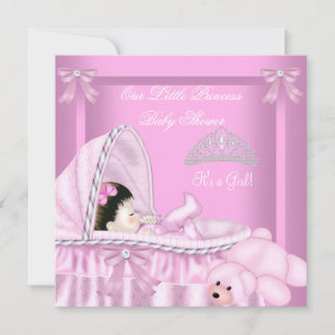 Invitation Petite Princesse Baby Shower Fille Rose Berceau
