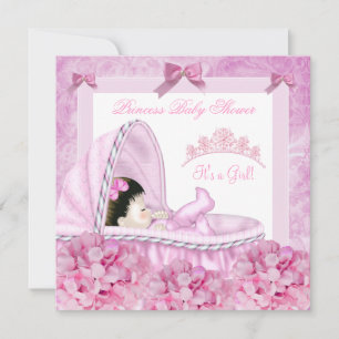 Invitation Petite princesse Baby shower fille rose floral