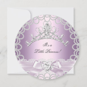 Invitation Petite Princesse Baby Shower Fille Rose Lilas Perl
