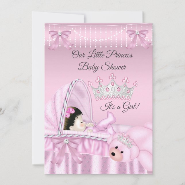Invitation Petite Princesse Baby Shower Fille rose Moïse (Devant)