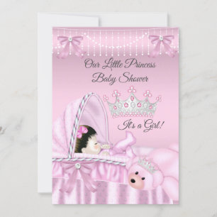 Invitation Petite Princesse Baby Shower Fille rose Moïse