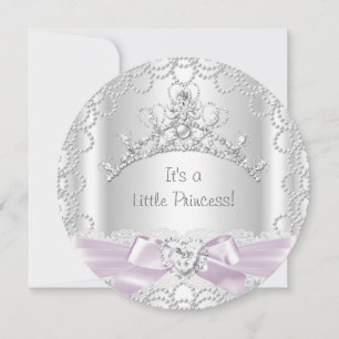 Invitation Petite princesse Baby shower fille rose perle blan