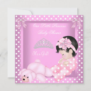 Invitation Petite princesse Baby shower fille rose Polka poin