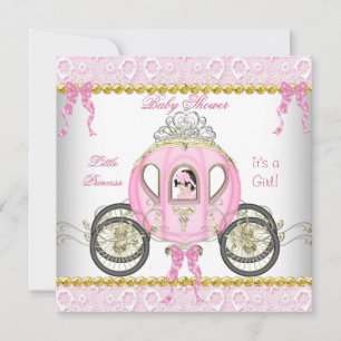 Invitation Petite princesse Baby shower fille rose transport 