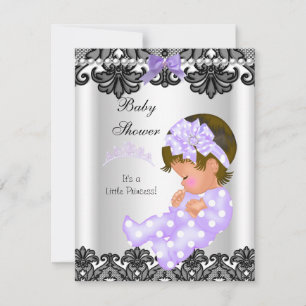 Invitation Petite princesse Baby shower fille violet blanc 2