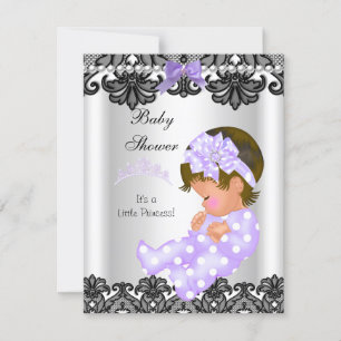 Invitation Petite princesse Baby shower fille violet blanc 2