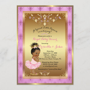 Invitation Petite princesse Baby shower Invitation, Rose, or
