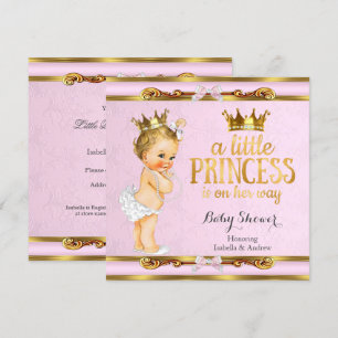 Invitation Petite princesse Baby shower rose or Blonde fille