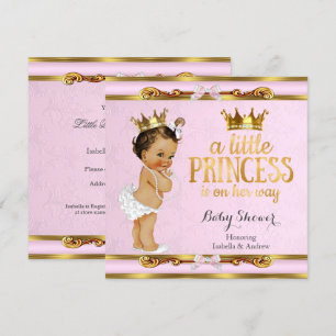 Invitation Petite Princesse Baby Shower Rose Or Brunette