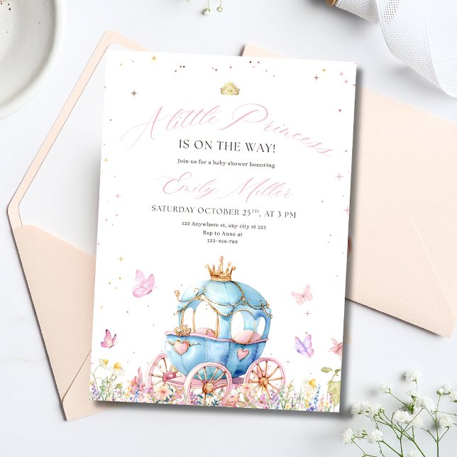 Invitation Petite Princesse Baby Shower Thème Royal Rose Fill (Créateur téléchargé)