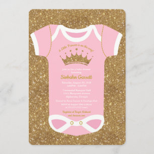 Invitation Petite Princesse Bébé rose et douche d'or Invitati