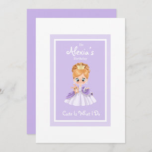 Invitation Petite princesse blanche et violette anniversaire 