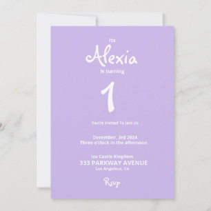 Invitation Petite princesse blanche et violette anniversaire 