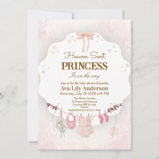 Invitation Petite Princesse Ciel Envoyé Rose Linge de Bébé