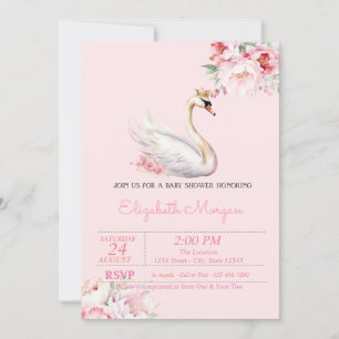 Invitation Petite princesse, Couronne de cygne, Baby shower f