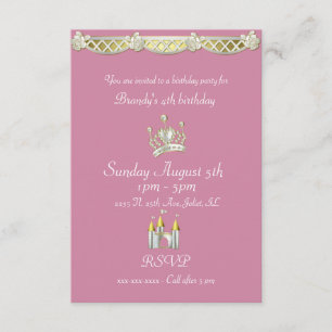 Invitation Petite princesse en rose et Pearl Anniversaire