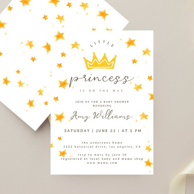 Invitation Petite Princesse En Route Boho Étoiles  Baby Showe (Créateur téléchargé)