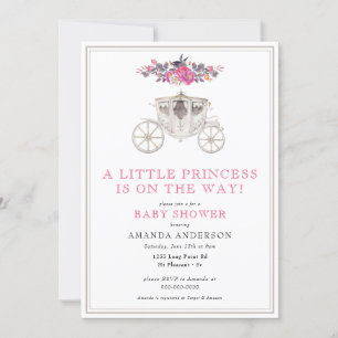 Invitation Petite princesse fille Baby shower romantique rose