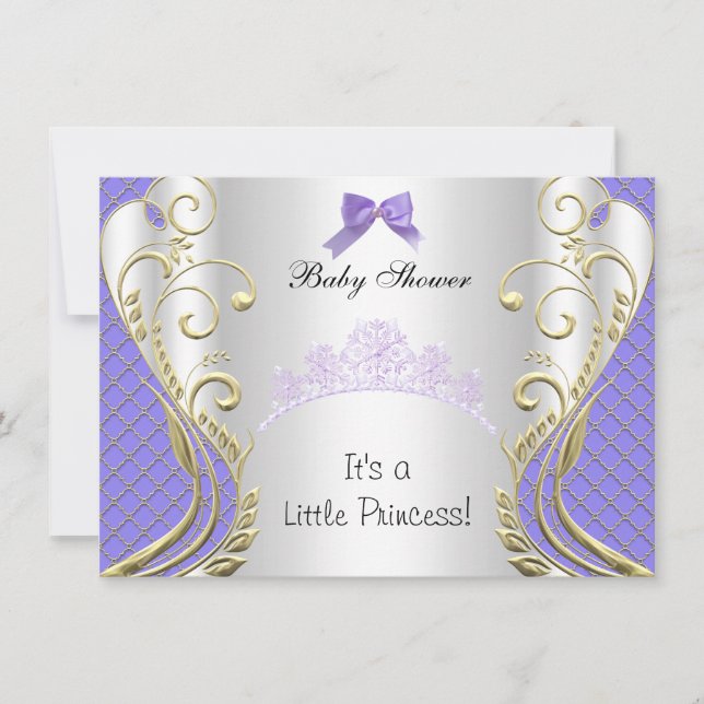 Invitation Petite Princesse Fille de Fête de Naissance Lavand (Devant)