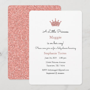 Invitation Petite Princesse, Invitation Rose Gold