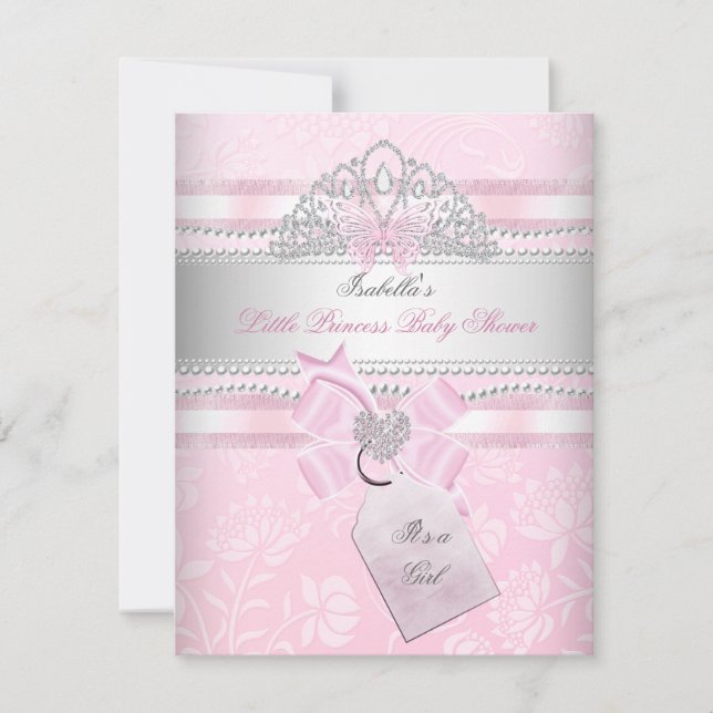 Invitation Petite princesse Joli Baby shower fille papillon (Devant)