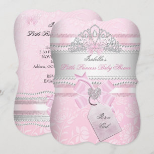 Invitation Petite princesse Joli Baby shower fille papillon