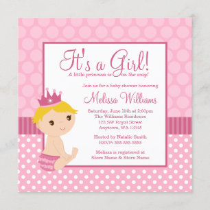 Invitation Petite princesse Pink Polka Dot Baby shower fille