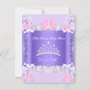 Invitation Petite princesse rose violet gris Baby shower fill