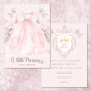 Invitation Petite princesse sur le chemin Baby shower rose