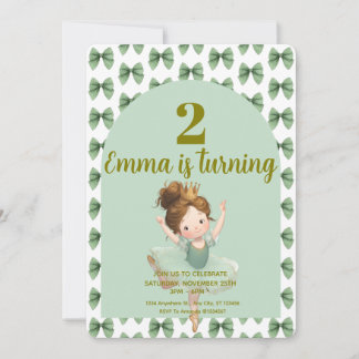 Invitation Petite Princesse Vert Menthe Balle 